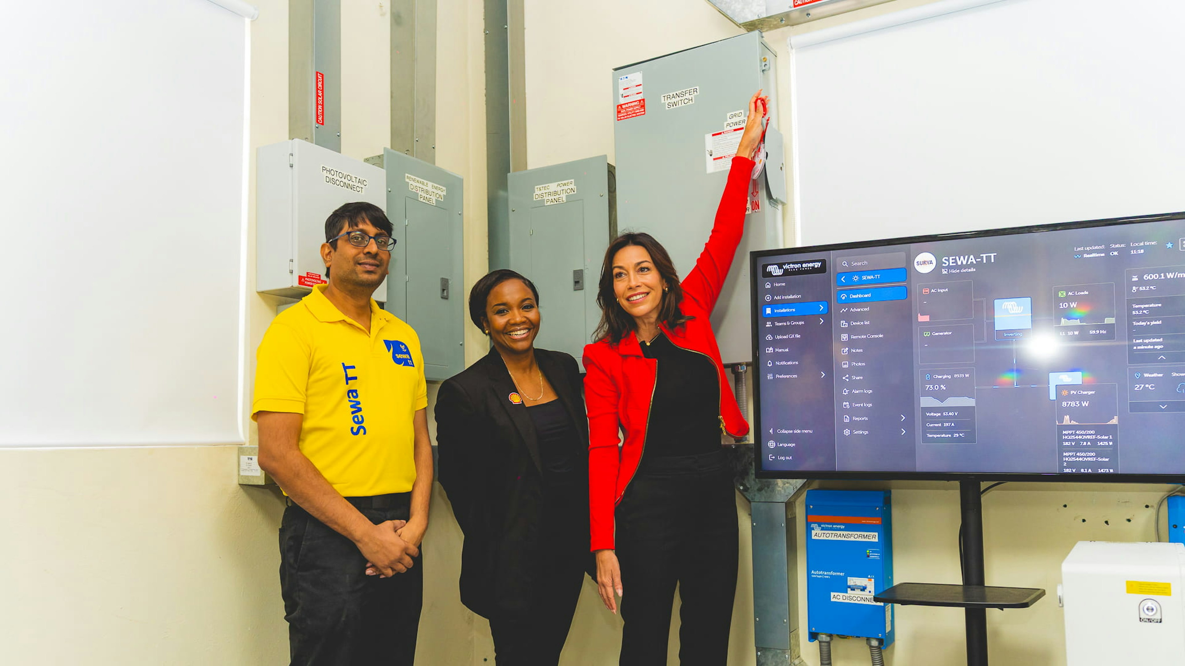Digicel staff turn on solar energy at SEWA HQ