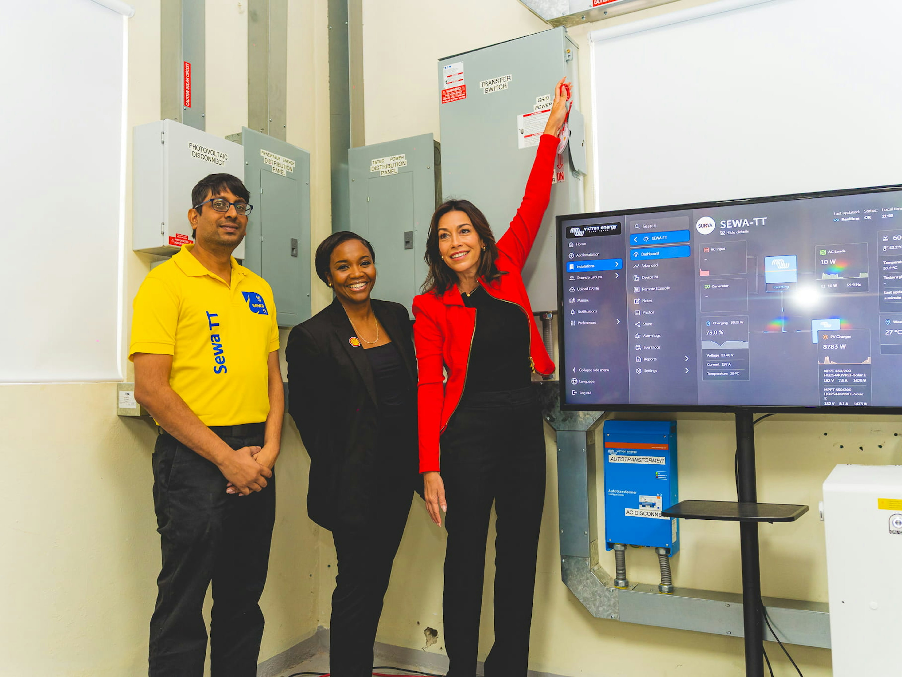 Digicel staff turn on solar energy at SEWA HQ