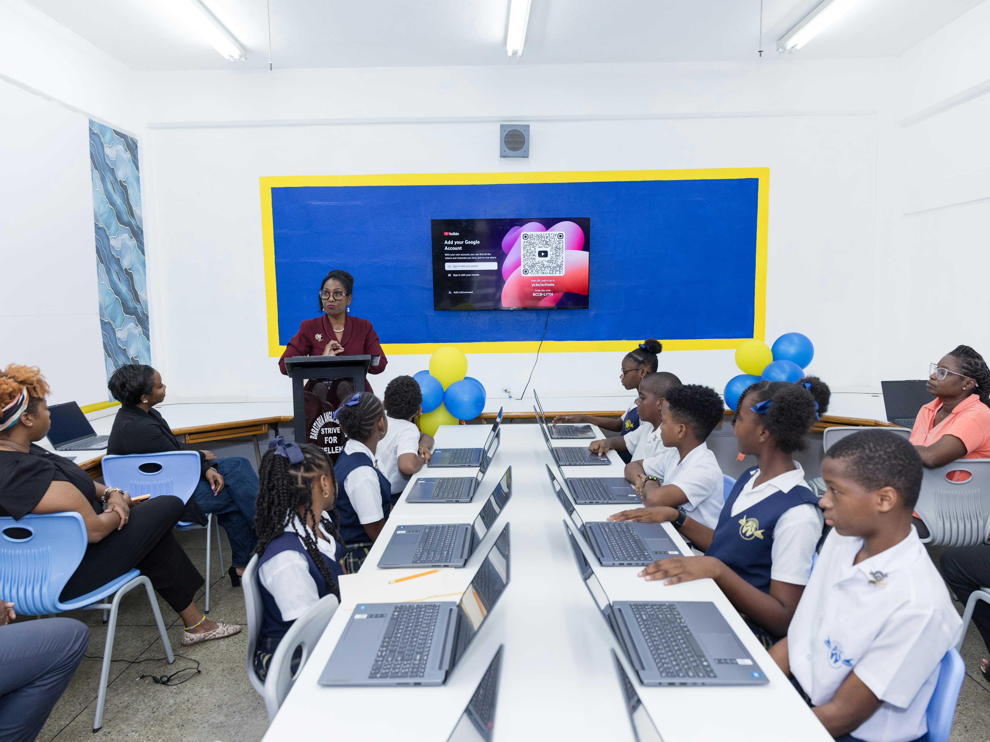 students seated in new technology lab
