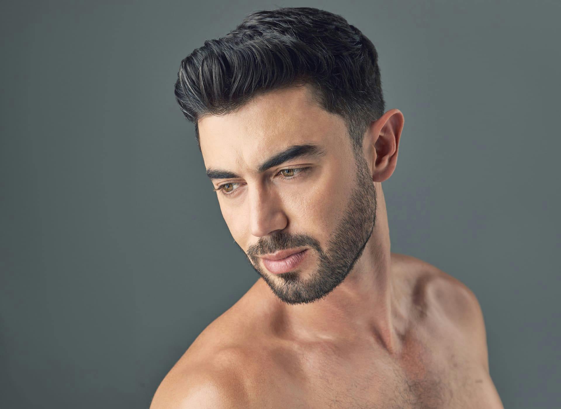 man looking to the left