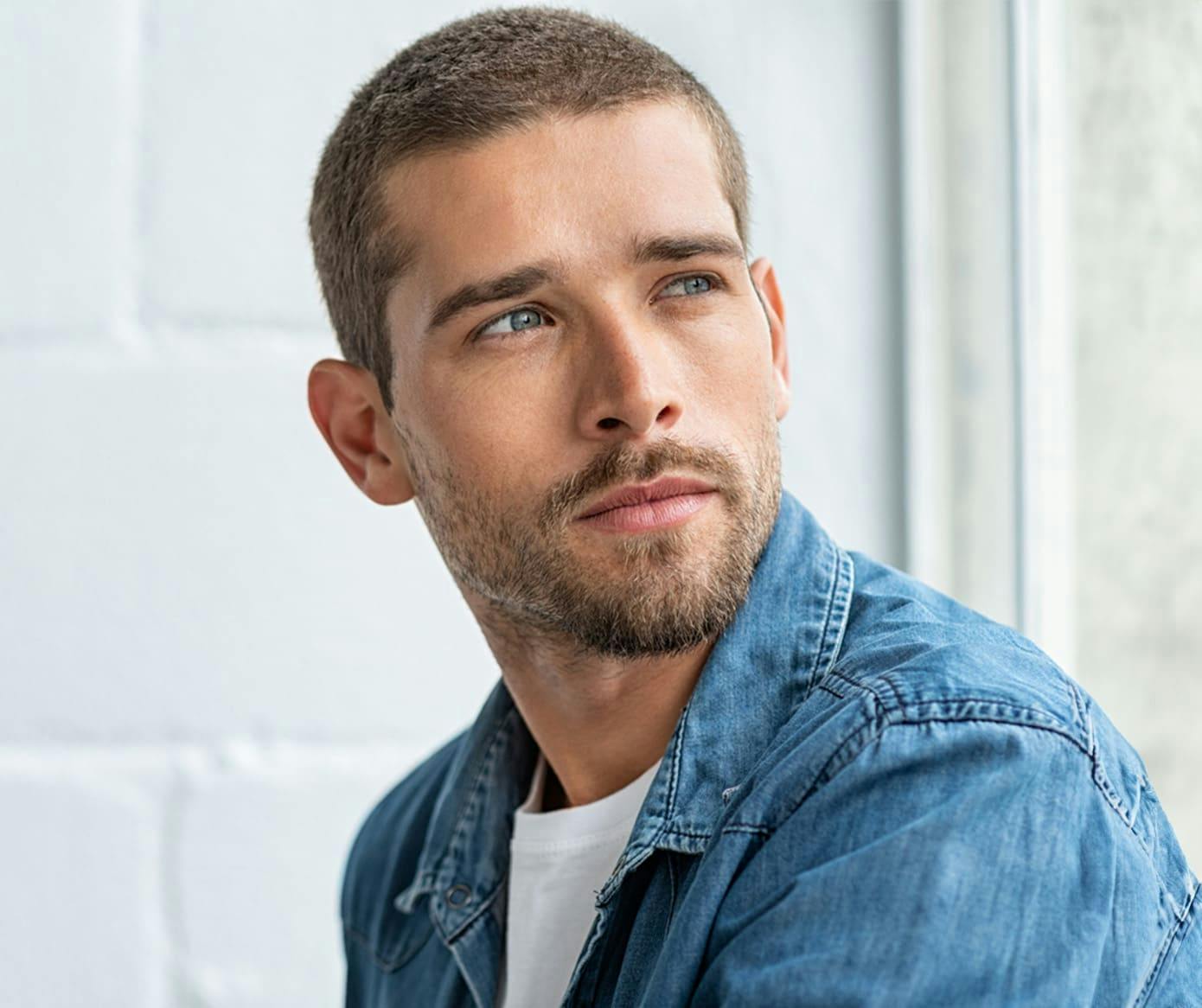 man wearing jean jacket