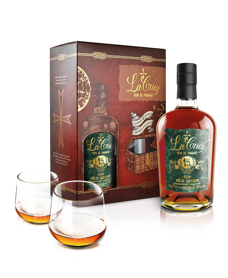 GIFT BOX BOTTIGLIA 15 yo RON + 2 BICCHIERI