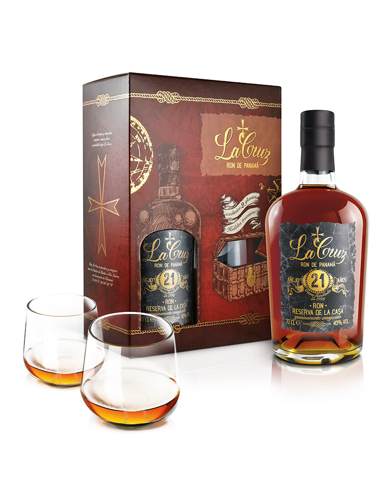 GIFT BOX BOTTIGLIA 21yo RON + 2 BICCHIERI