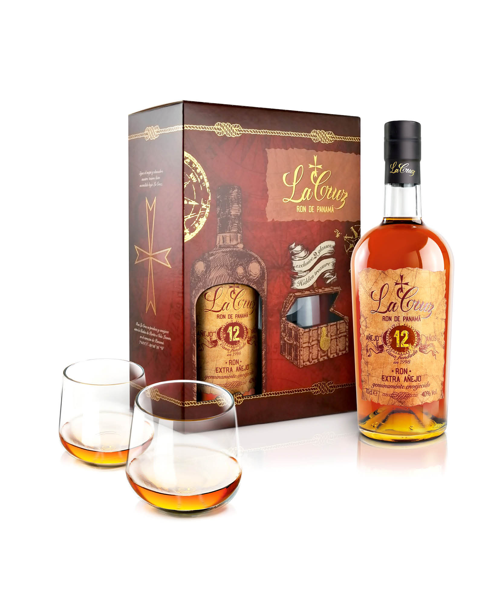 GIFT BOX BOTTIGLIA 12 yo RON + 2 BICCHIERI