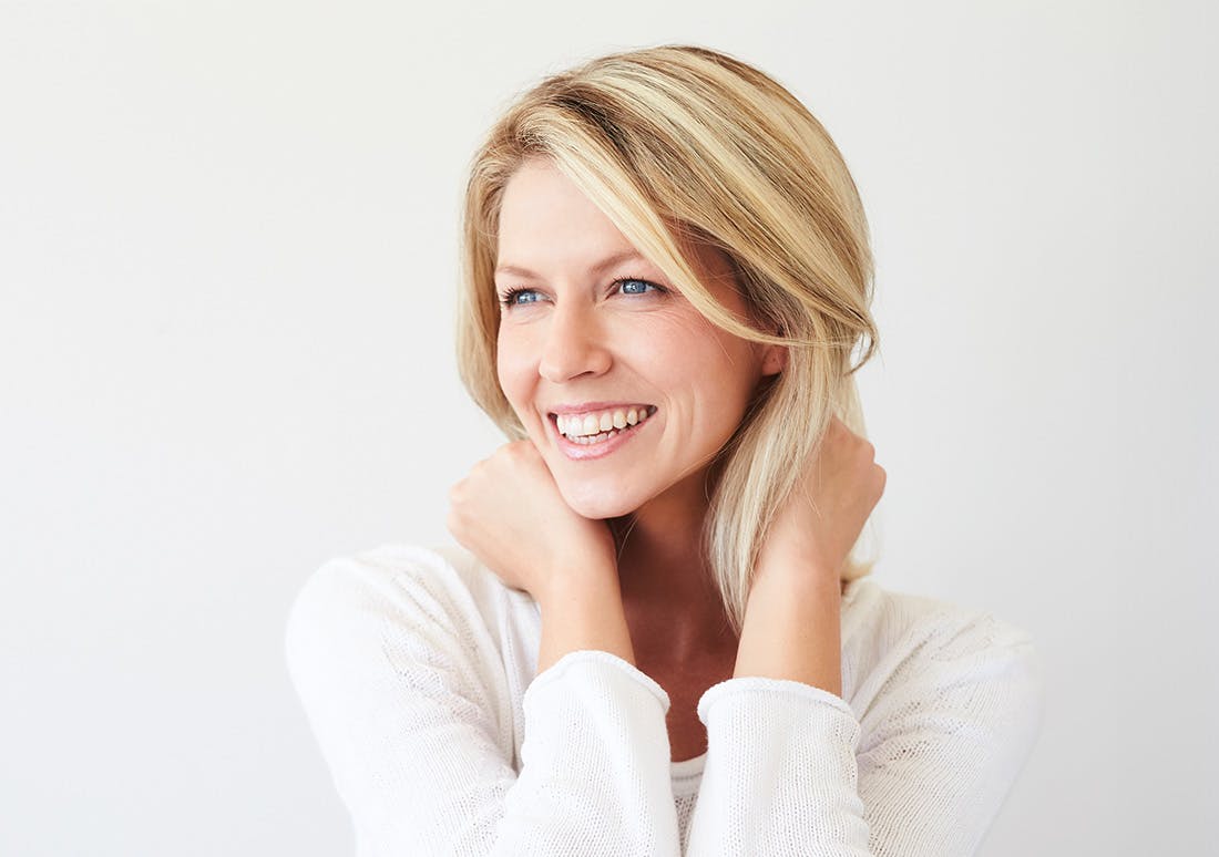 blonde woman smiling