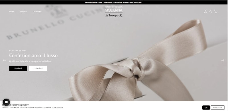 Homepage shop on line