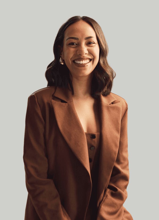 woman in a brown coat