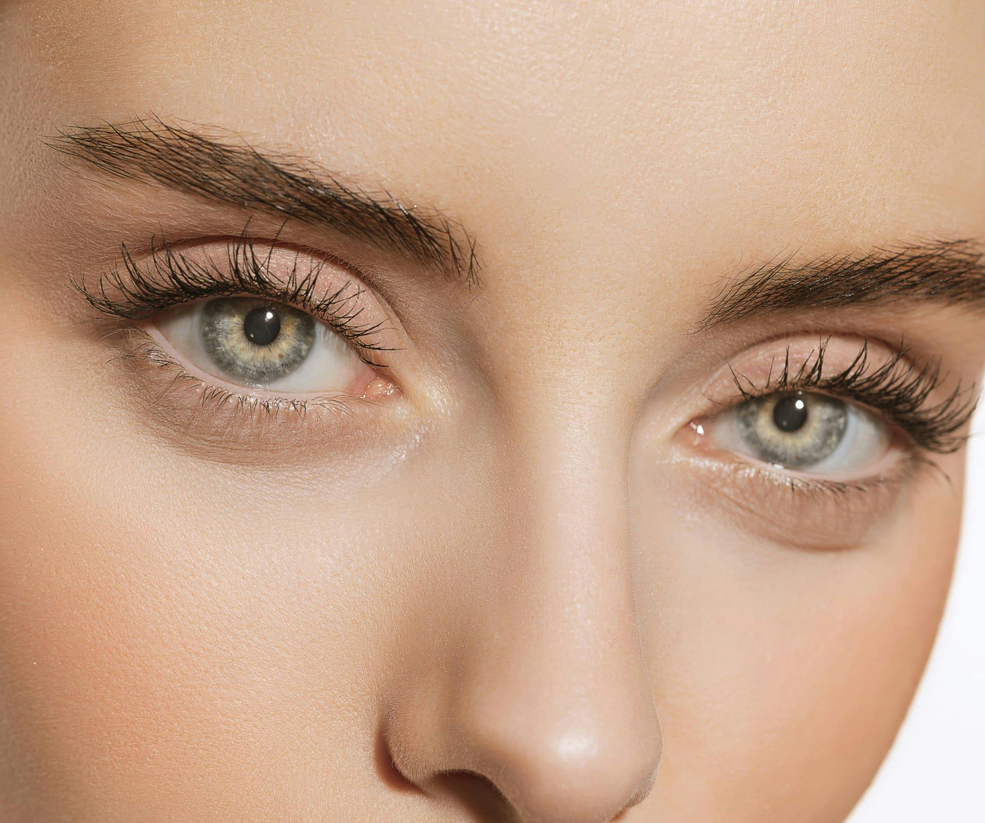close up on woman's hazel eyes