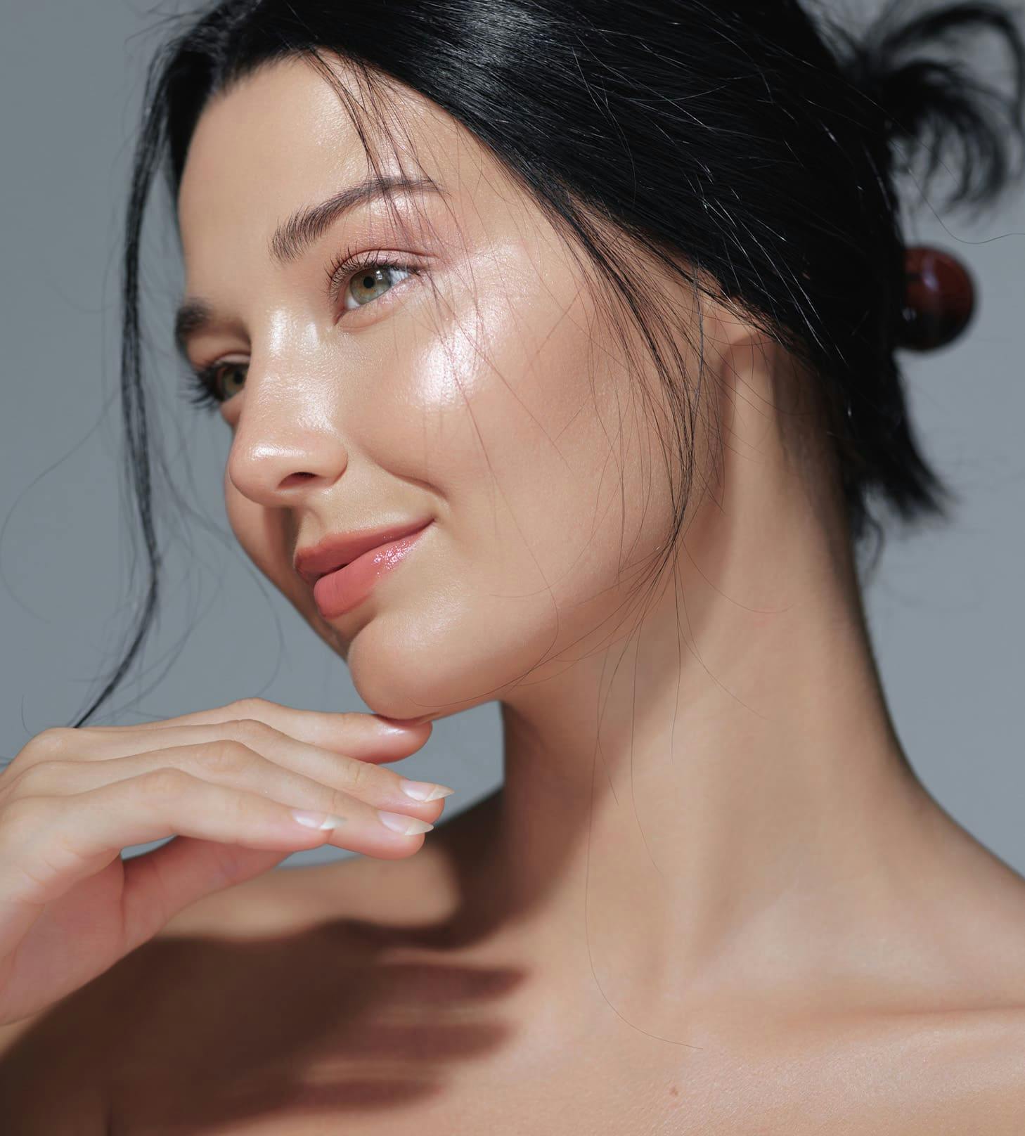 woman with her hair pinned up