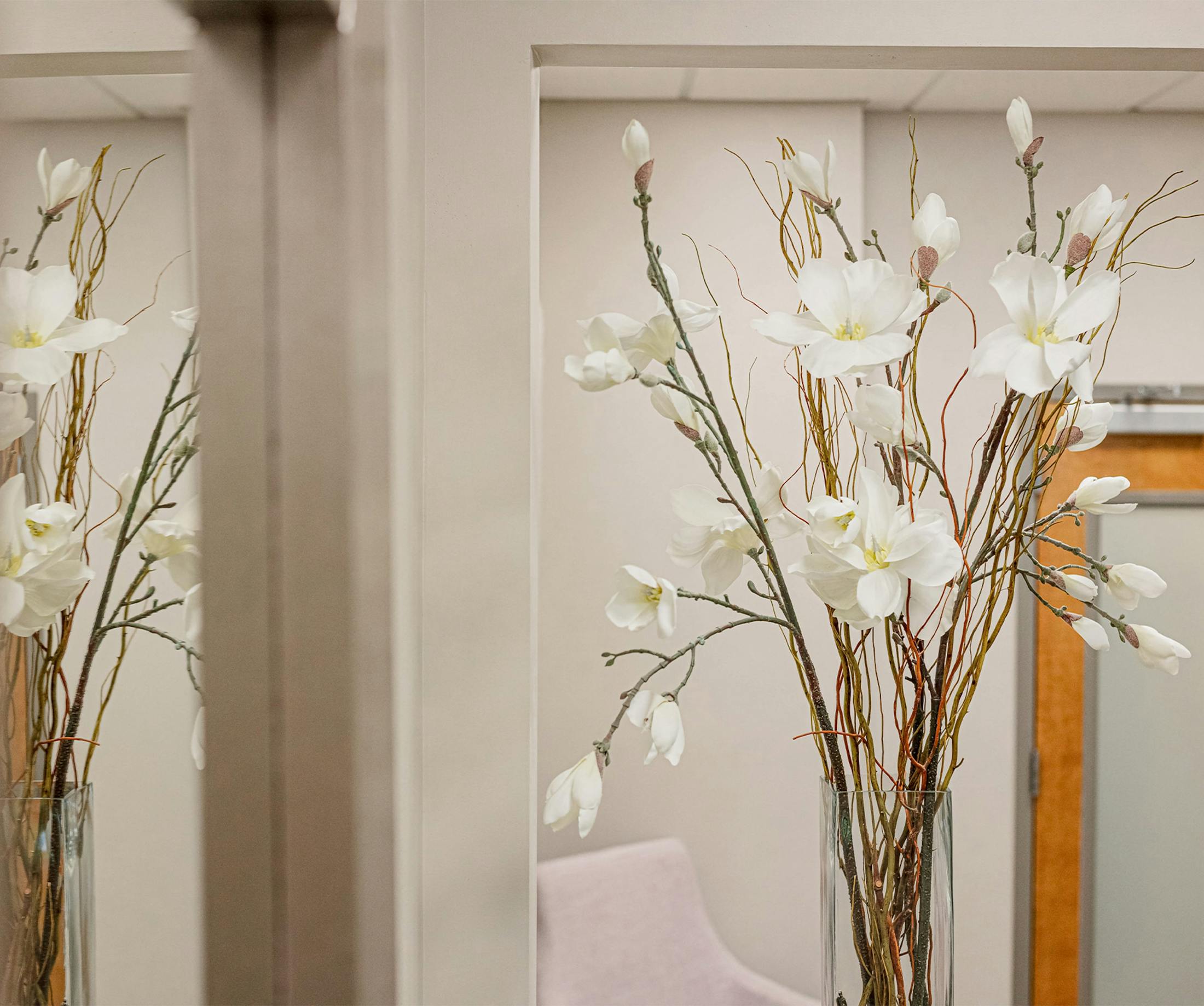 photo of flowers in office