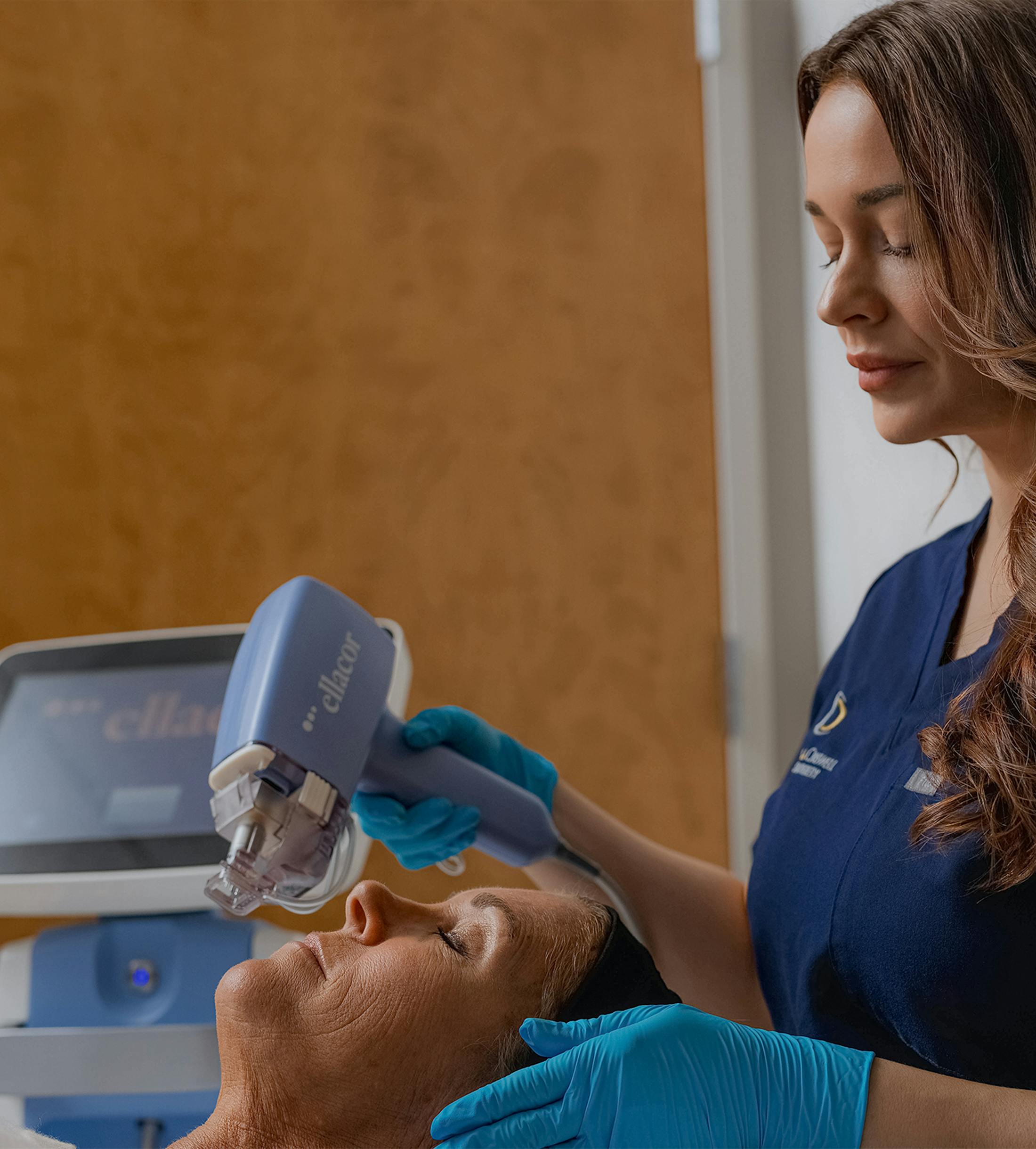 woman receiving laser treatment