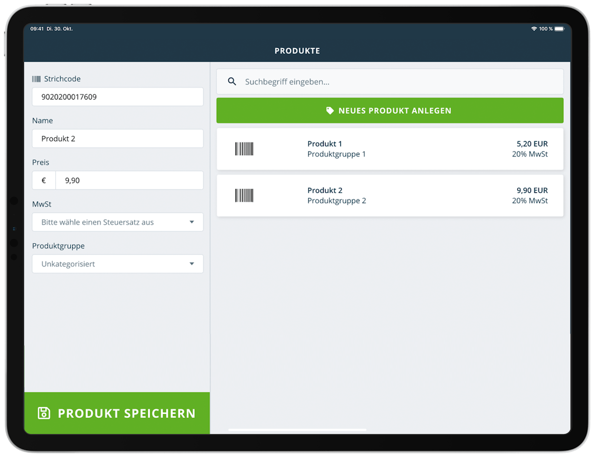 Produktverwaltung auf deiner iPad Kasse