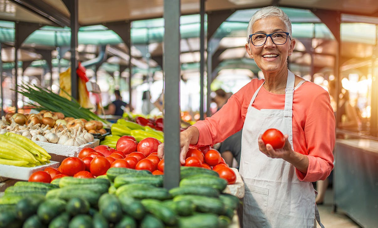 Die Kasse für den Marktstand