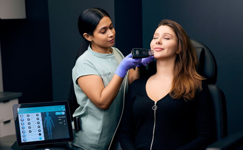 Woman and doctor during treatment