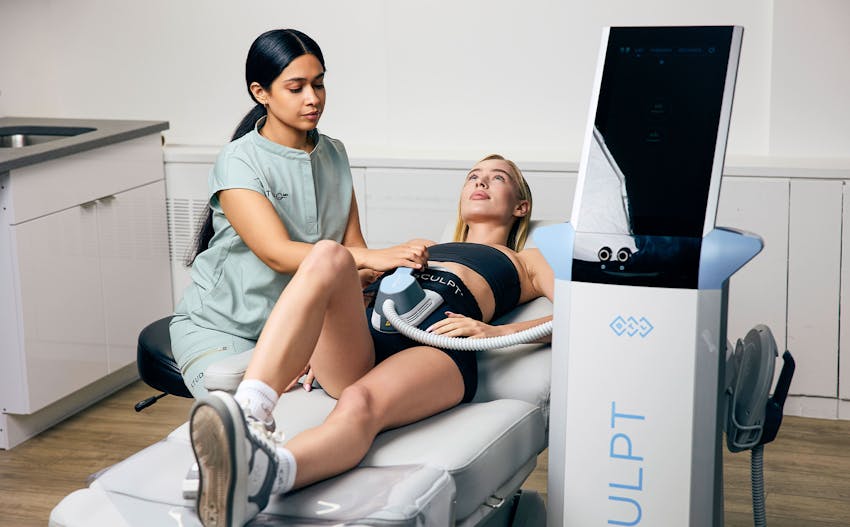 Woman and doctor during treatment