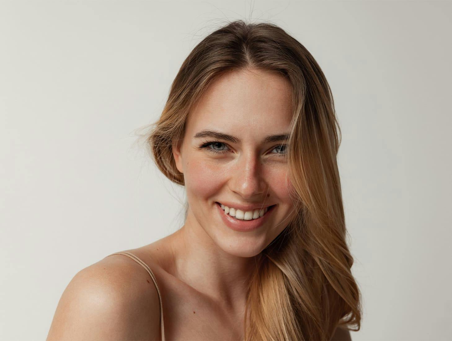 woman smiling and looking forward