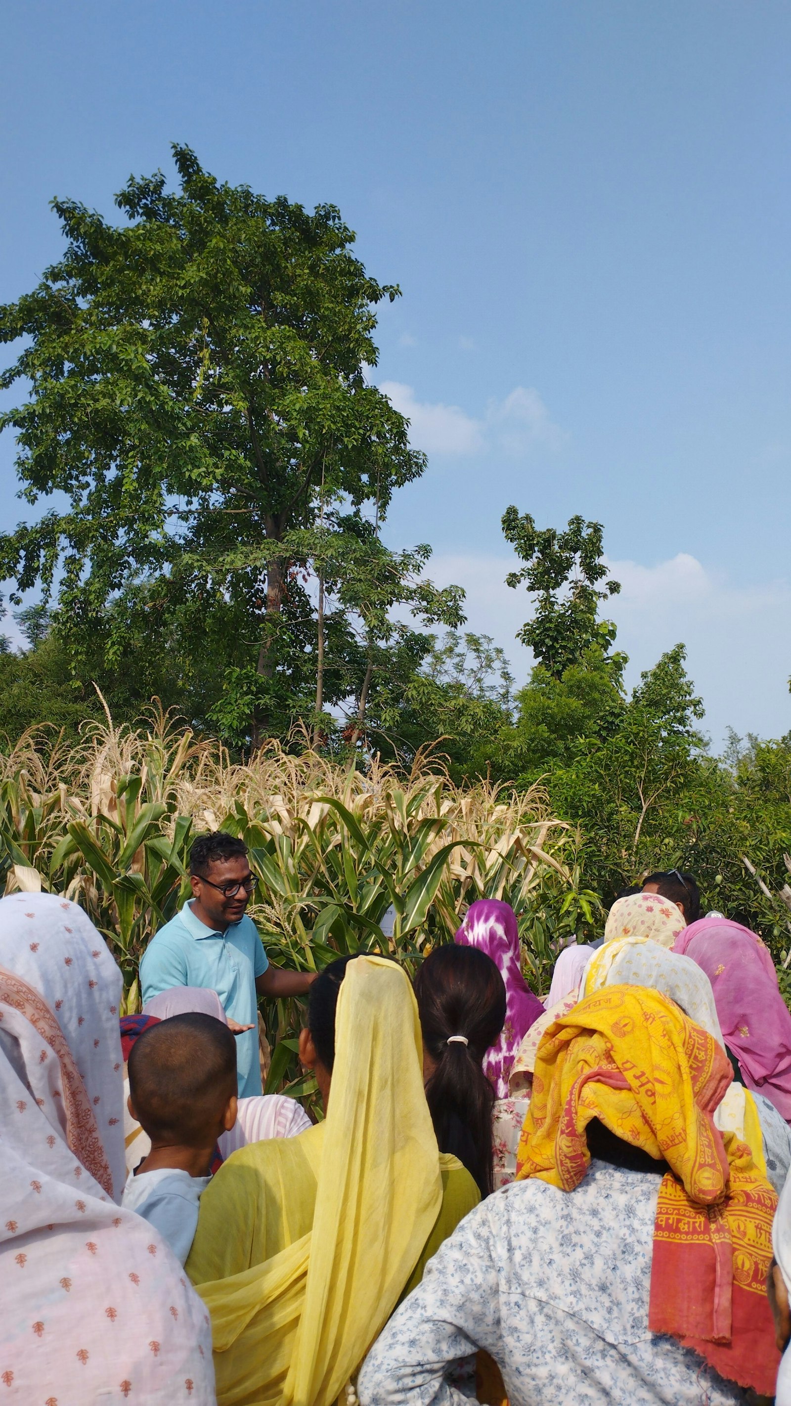 People seated outdoors for a farmers’ day gathering