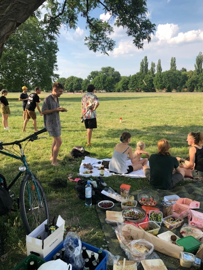 People at post-work picnic