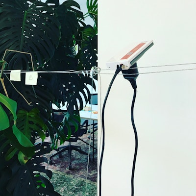 Device being charged in the office.