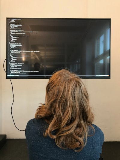 Developer inspecting code