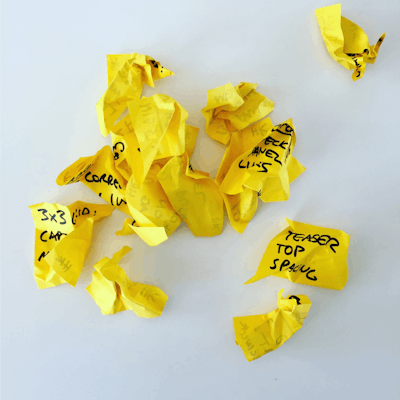 Crumpled post-its after sprint planning.