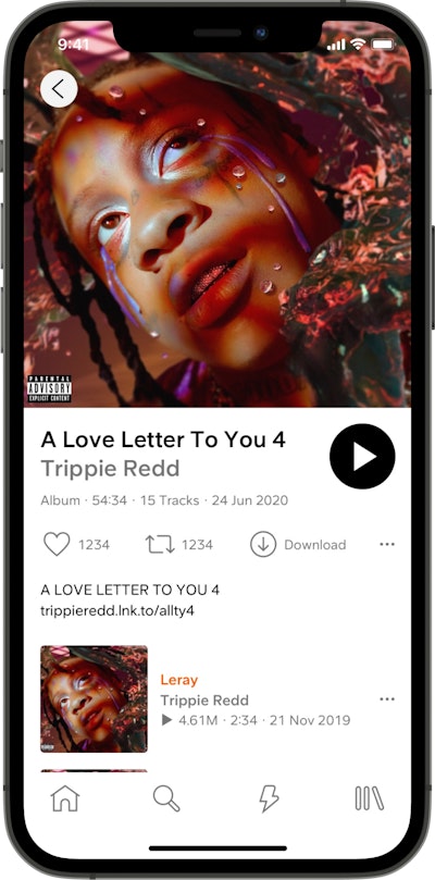 SoundCloud app album detail view