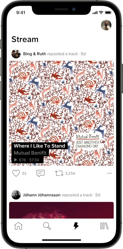 SoundCloud app stream view