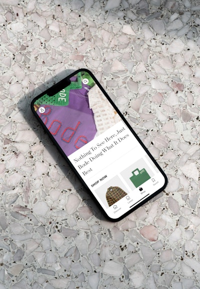Section of the Highsnobiety shop tab promoting products from the luxury brand Bode