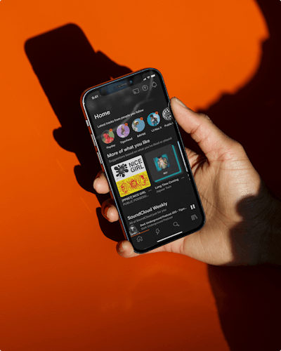 Soundcloud Home in a Phone Mockup