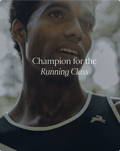Portrait of Runner with the caption 'Champion for the Running Class'