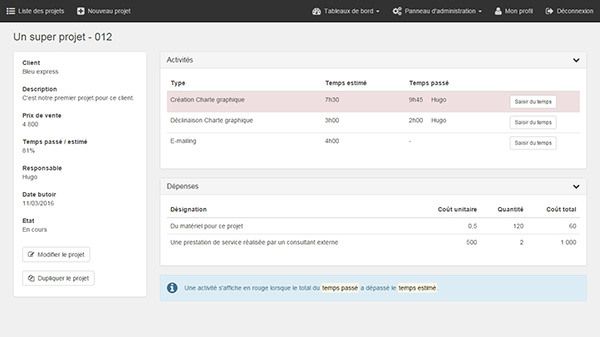 Evizience - gestion des temps