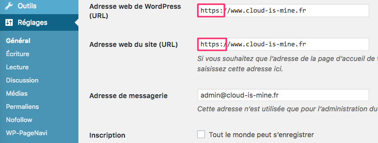 Changer l'URL d'un site Wordpress dans les réglages généraux