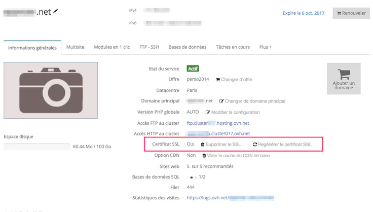Certificat SSL OVH