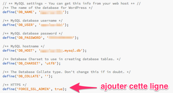 Edition du fichier config.php