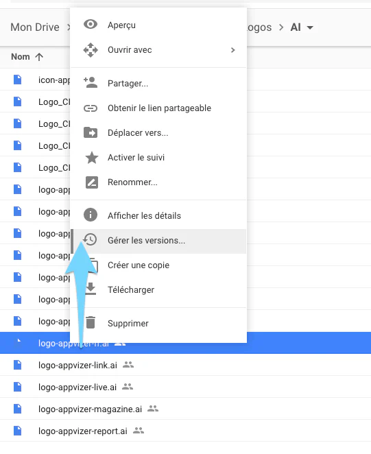 Google Drive : gestion des versions d'un document