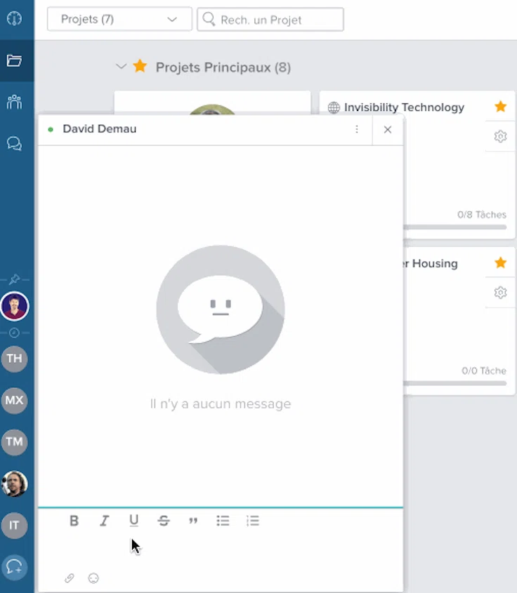 La messagerie intégrée à Taskworld, logiciel de gestion des tâches