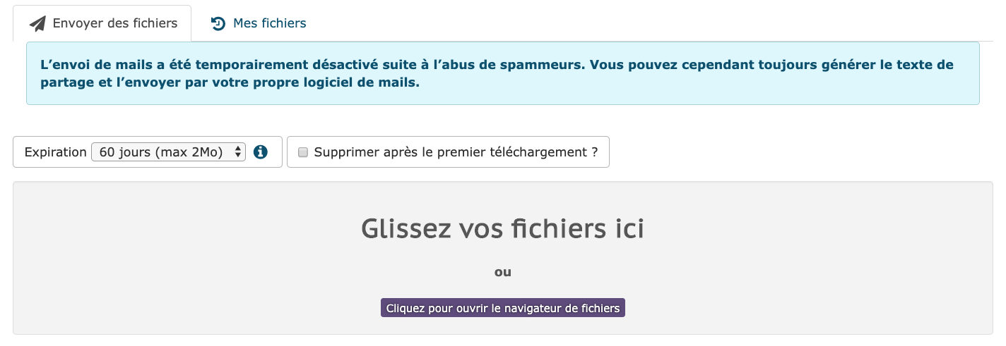 Envoi d'un gros fichier avec Framadrop
