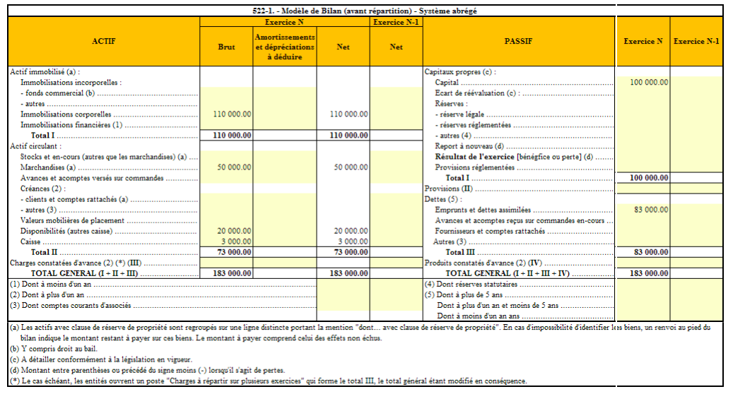 Bilan comptable définition