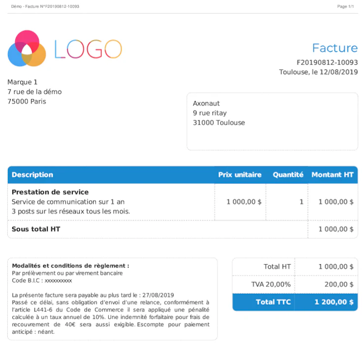 facturation auto-entrepreneur : visuel axonaut facturation