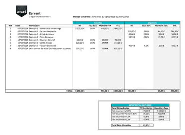 tableau préparatoire de déclaration de TVA Excel