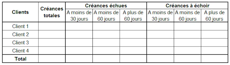Exemple balance comptable agée clients