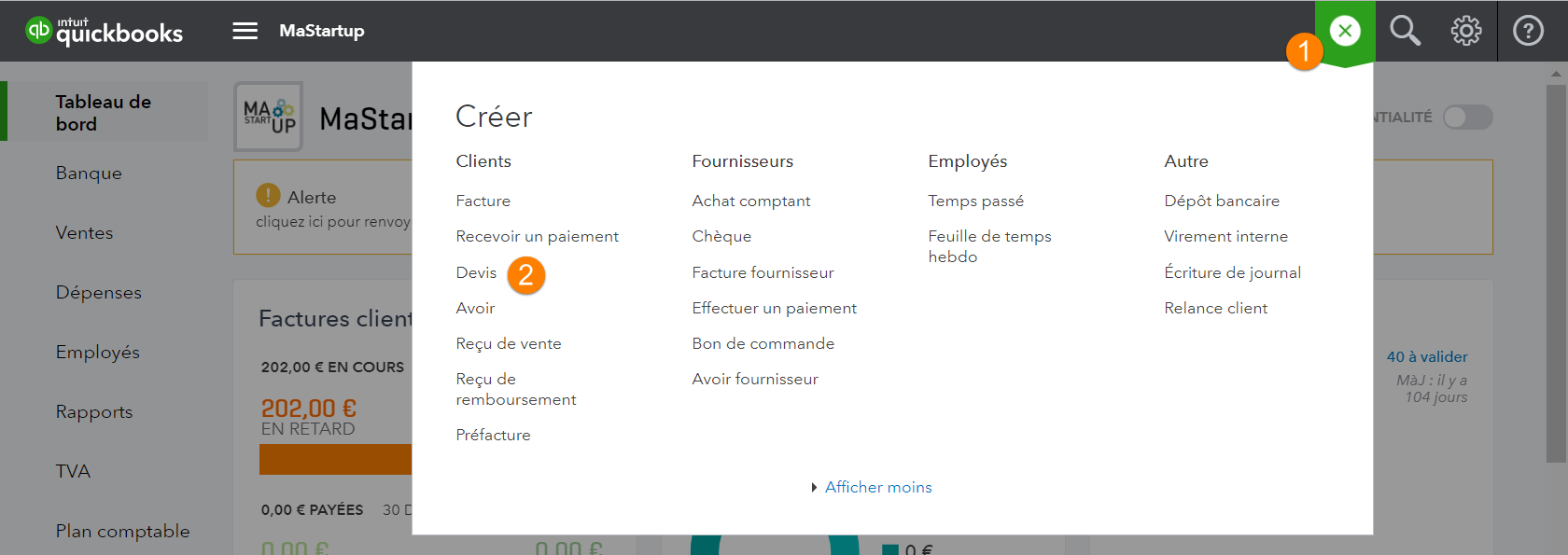 modele devis : visuel Quickbooks