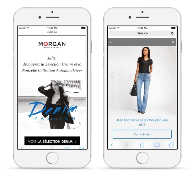 Exemple de Rich SMS pour stimuler la vente en ligne