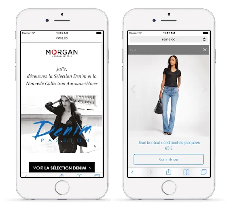 Exemple de Rich SMS pour stimuler la vente en ligne