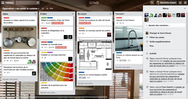 logiciel de gestion de projet gratuit : visuel Trello