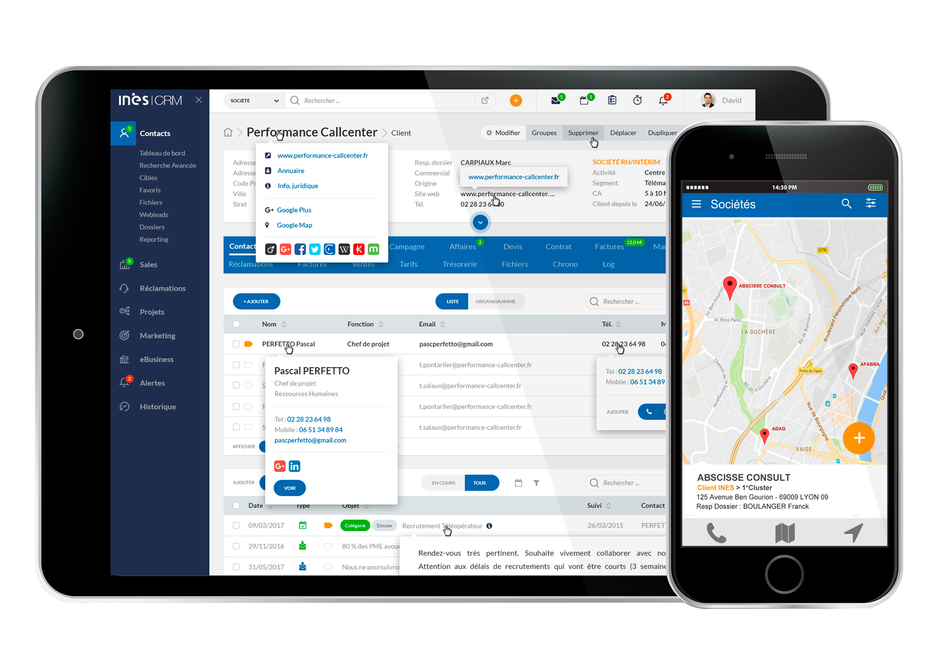 Interface du logiciel ERP INES