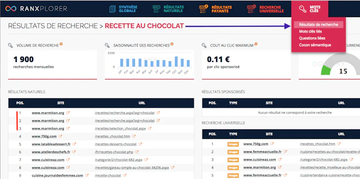 Commet effectuer une recherche sur un mot clé ?