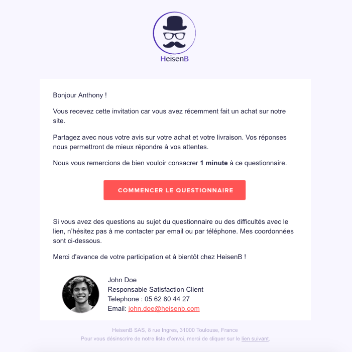 Exemple pour créer un questionnaire de satisfaction client engageant