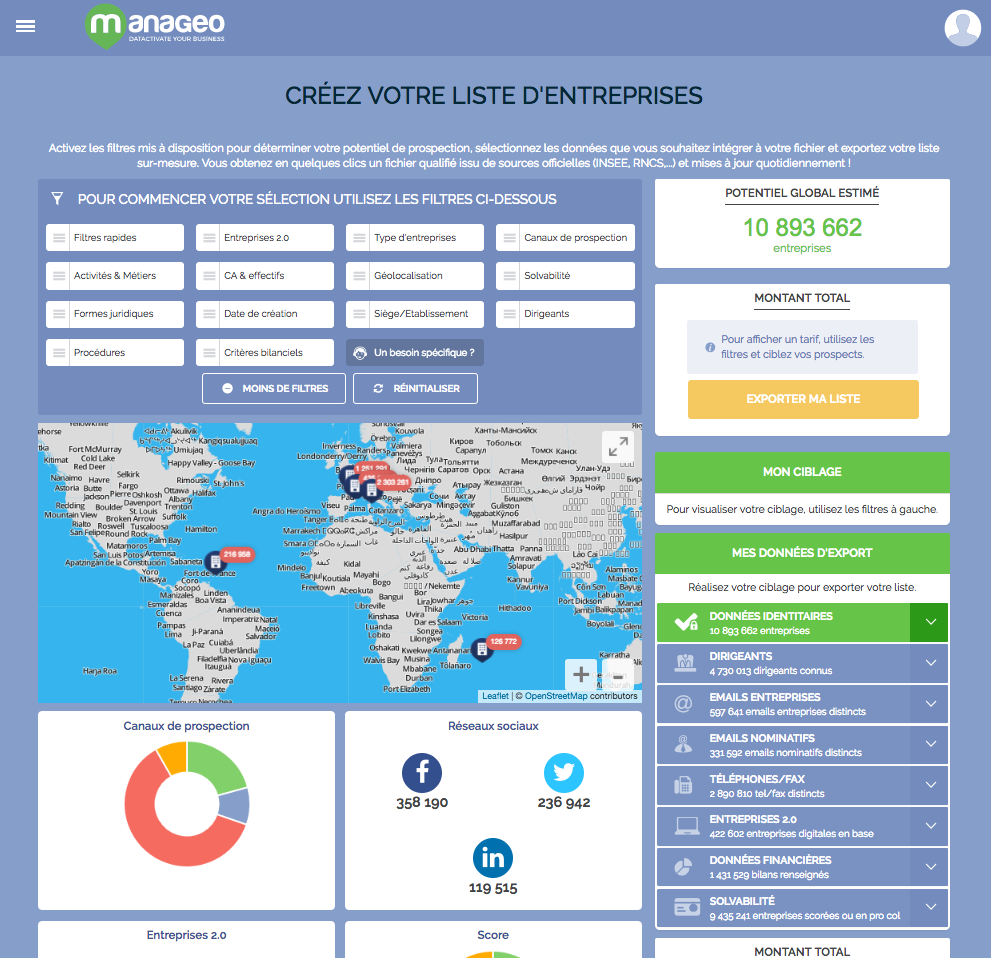 Manageo plateforme de prospection B2B