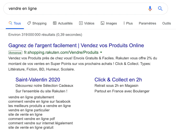 Vendre en ligne : campagne Google Adwords